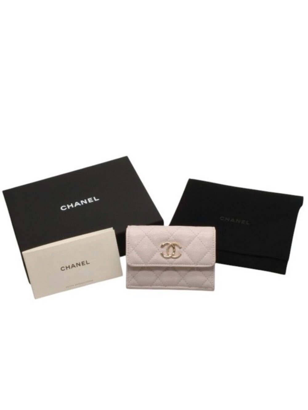 Chanel Classic Small Flap Wallet Base CC Logo Caviar Leather Pink